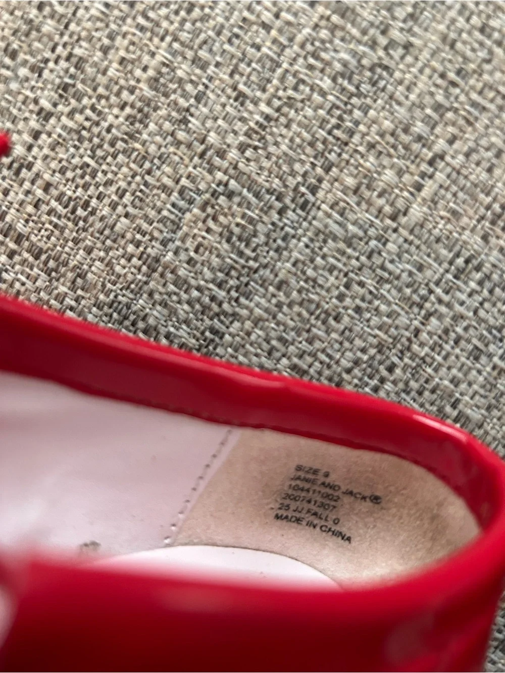 Janie and Jack Girls Red Patent Tie Flats. Size 9